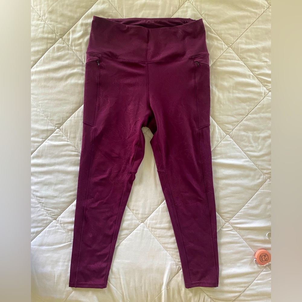 NICOLE MILLER Maroon Floral Print Leggings